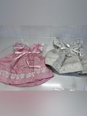 Doll Clothes for 15” American Girl Bitty Baby Twins Pink And White Dress Set